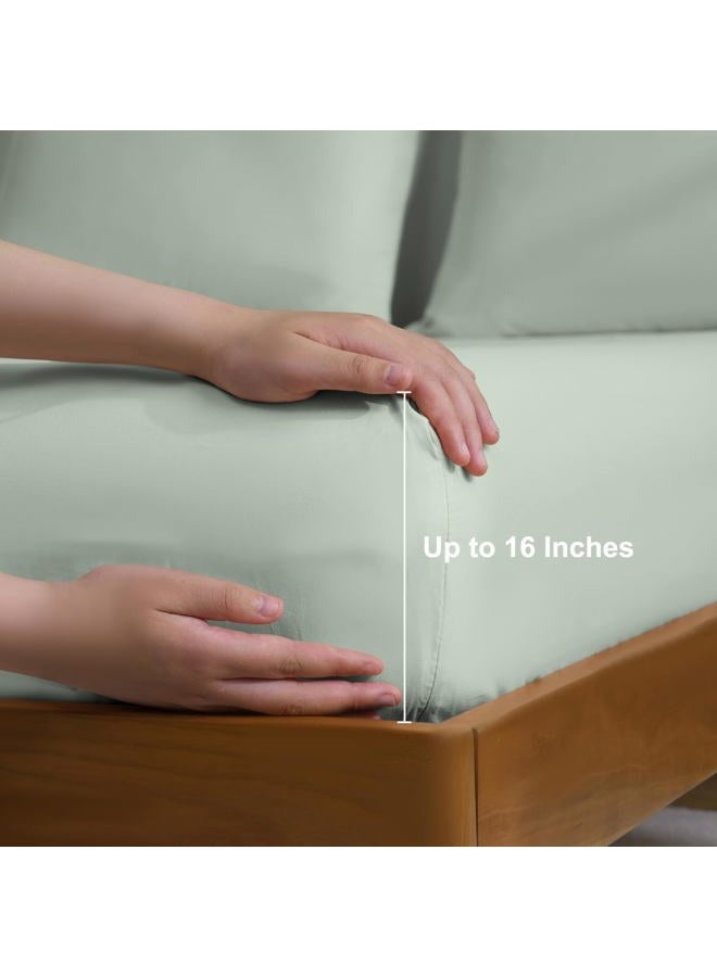 M&Co Bedding Twin Bed Sheets Set - Soft Bed Sheets - Cooling Breathable Bedding Set with 16" Deep Pocket (3 Pieces, Twin, Sage Green) - Image 5