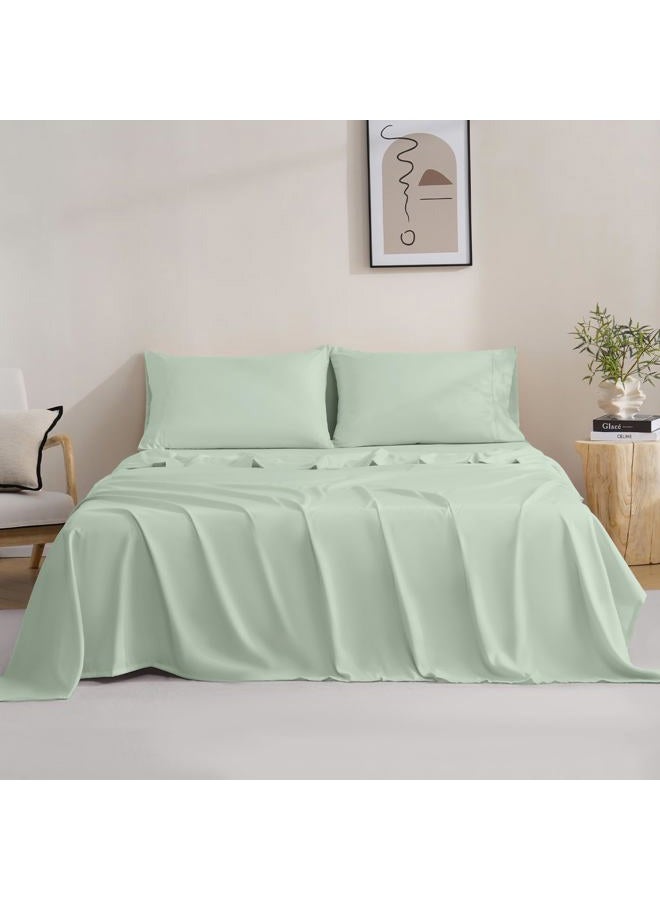 M&Co Bedding Twin Bed Sheets Set - Soft Bed Sheets - Cooling Breathable Bedding Set with 16" Deep Pocket (3 Pieces, Twin, Sage Green) - Image 2