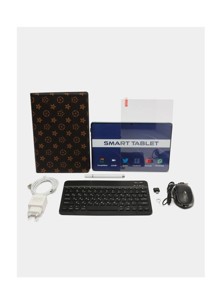 Umiio - Smart Tablet PC with Keyboard and Mouse 10.1-inch HD Screen 8GB RAM 256GB ROM Front and Rear Camera WiFi and Dual SIM Network Android Tab with Leather Cover-Grey - Image 1