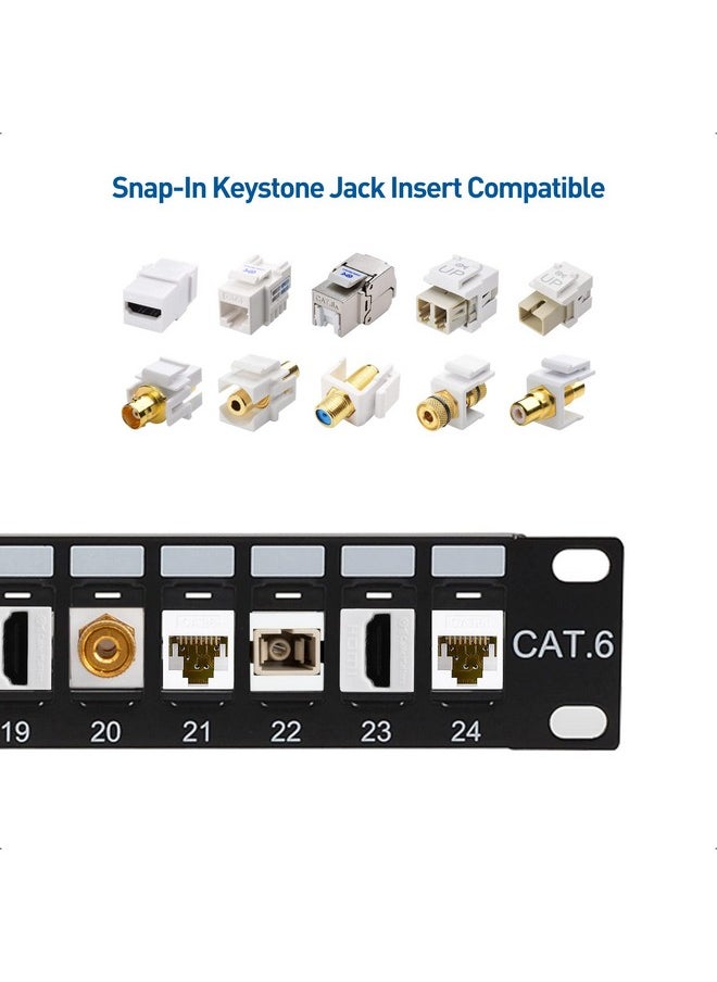 Cable Matters Cable Matters Rackmount or Wall Mount 1U 24 Port Keystone Patch Panel with Cable Management and Support Bar (19-inch Blank Patch Panel for Keystone Jacks/Keystone Panel)  - Image 4