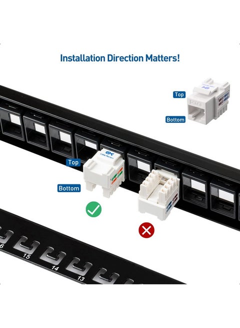Panneau Keystone 1U 24 Ports Cable Matters - Gestion Câbles Intégrée - Rack 19 Pouces - Pour Réseau/data