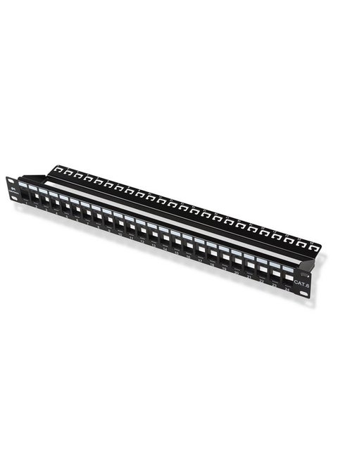 Cable Matters Rackmount or Wall Mount 1U 24 Port Keystone Patch Panel with Cable Management and Support Bar (19-inch Blank Patch Panel for Keystone Jacks/Keystone Panel)