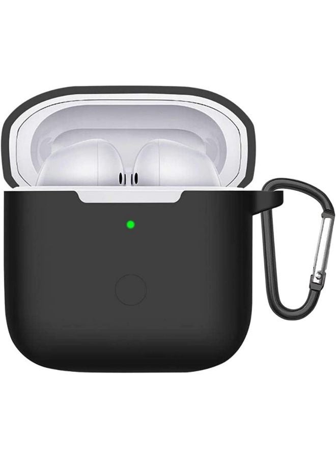 Portable Protective Cover with Hook Silicone Cover for Xiaomi Redmi Buds 3 (Black)