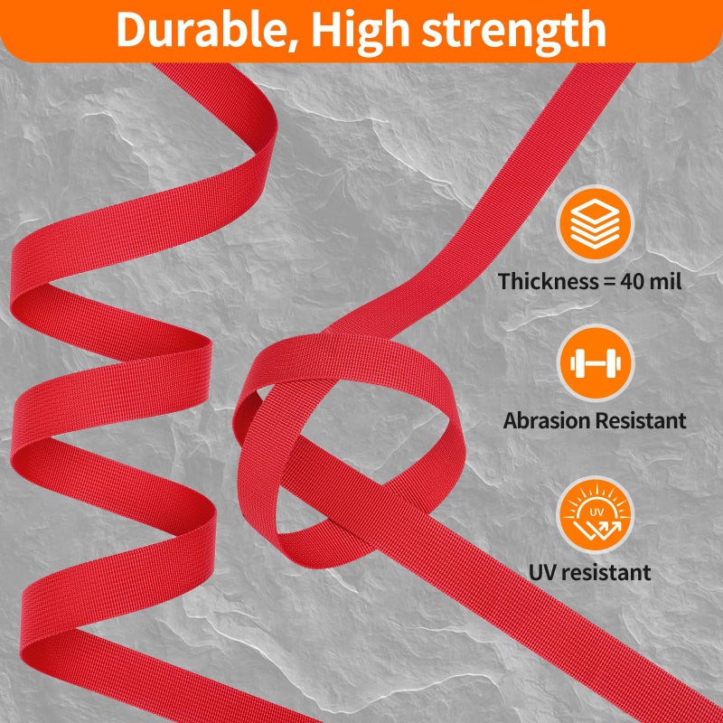 BEYOURD Buckle and Strap Set, 10 Yards Polyester Webbing Strap with 6 Pack Dual Adjustable Side Release Plastic Buckles, 12 Pieces Tri-Glide Slider Clips for Dog Collar (Everyday Series 1 Inch, Red) - Image 4