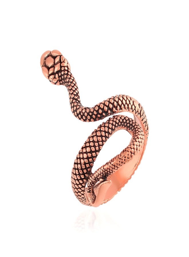 DULCI Brass Metal Copper Finish Adjustable Nagdevta Snake Cobra Shaped Ring Stereoscopic Opening Finger Ring - Image 2