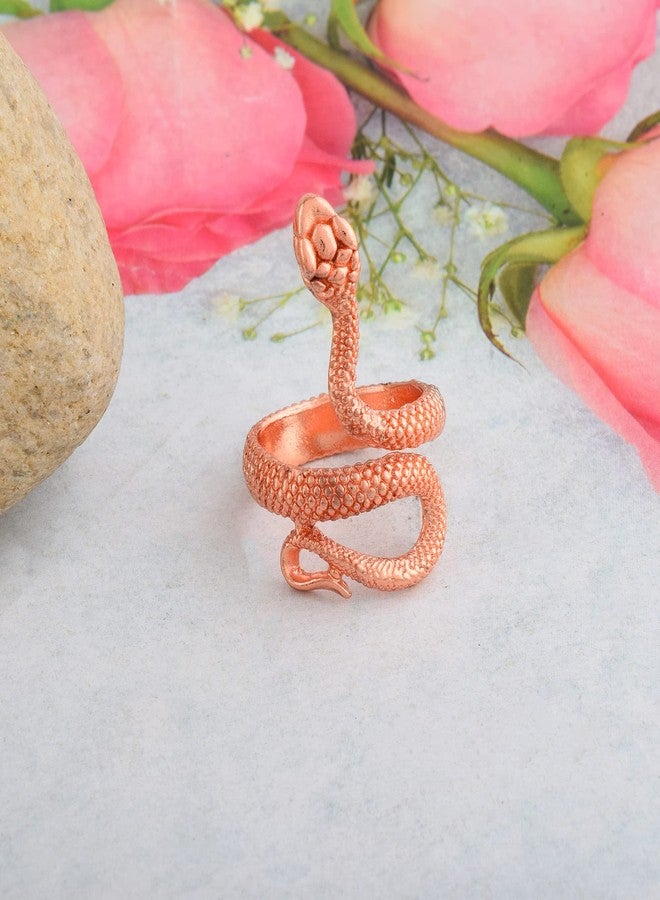 DULCI Brass Metal Copper Finish Adjustable Nagdevta Snake Cobra Shaped Ring Stereoscopic Opening Finger Ring - Image 3
