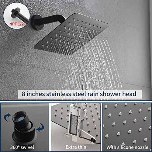 DIFEINI Tub Shower Faucet Combo Set Matte Black Shower Faucet Set with Tub Spout Tub and Shower Valve Trim Kit Shower System All Metal Shower Fixtures Wall Mount - Image 3