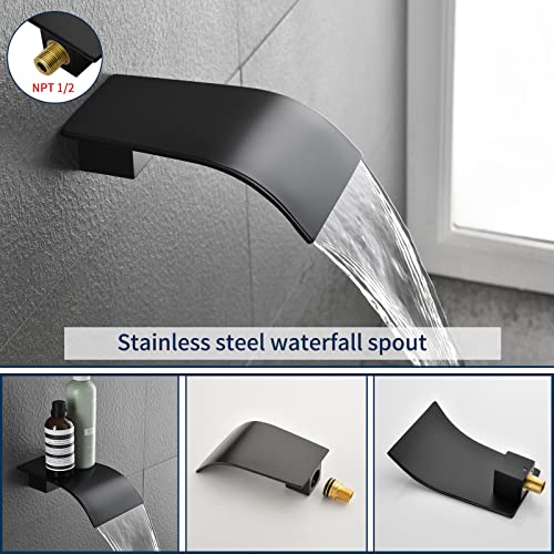 DIFEINI Tub Shower Faucet Combo Set Matte Black Shower Faucet Set with Tub Spout Tub and Shower Valve Trim Kit Shower System All Metal Shower Fixtures Wall Mount - Image 4