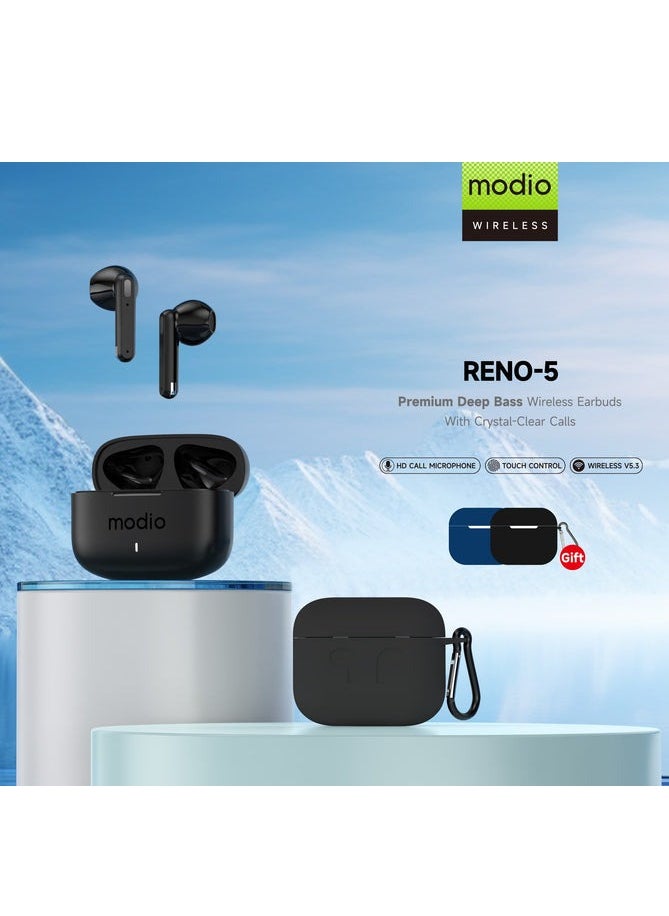 modio - Reno 5 True Wireless Earbuds – Sleek, Compact Design with TWS Technology for Crystal-Clear Sound and Seamless Connectivity - Image 1