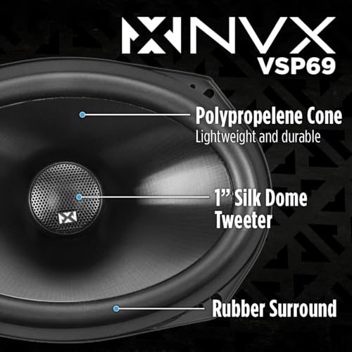NVX® VSP69 6x9 Premium Car Speakers, 900W Max, 300W RMS, 2-Way Coaxial w/ 1" Silk Dome Tweeters & Built-in X-Overs, Easy to Install in Cars/Trucks/Doors (Pair) - Image 2