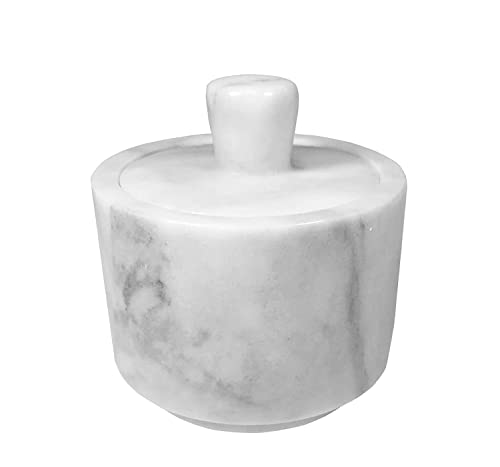 Yepmlrt Marble Salt Cellar with Lid, Salt Holder Storage Container for Counter（ White） - Image 1