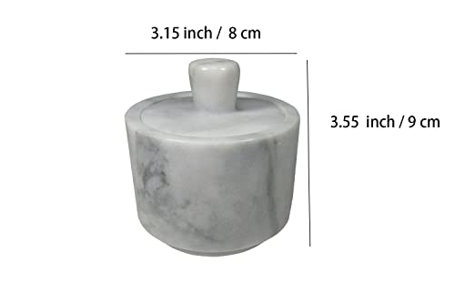 Yepmlrt Marble Salt Cellar with Lid, Salt Holder Storage Container for Counter（ White） - Image 2