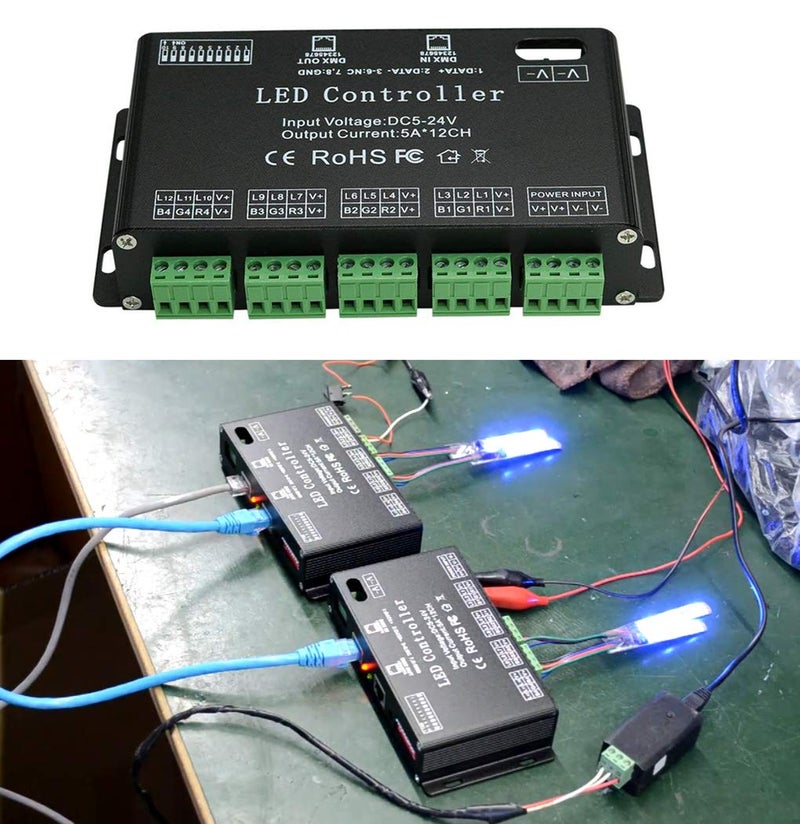 azimom 12 Channel DMX Decoder, AZIMOM RGB LED Light Strip Controller dmx512 Decoder Dimmer Driver DC5V-24V LED Module Light  - Image 4