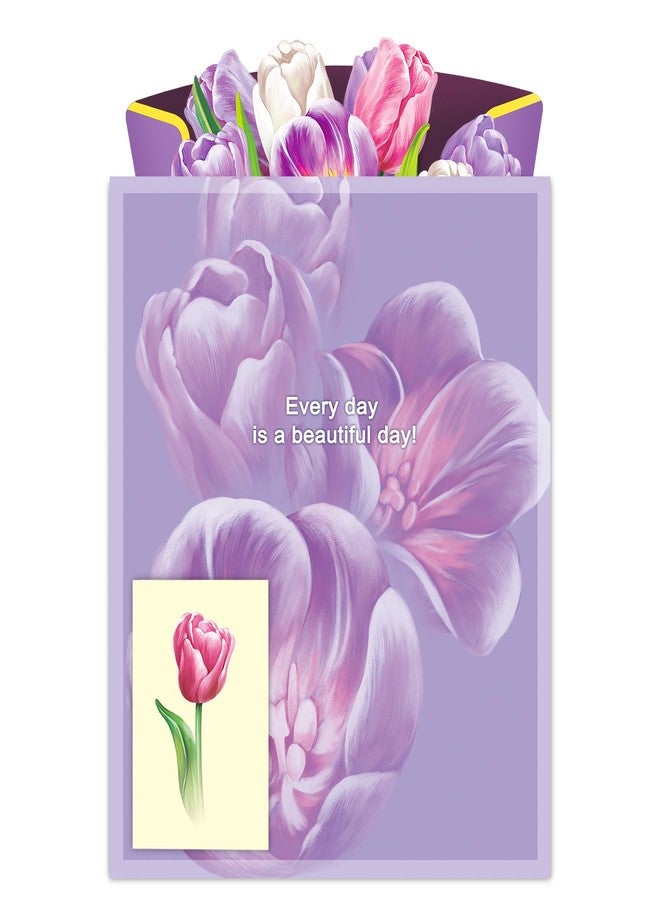 Airpark Pop Up Flower Bouquet Card for Women, 3D Floral Greeting Card with Envelope and Note, Birthday Thank You Thinking of You Get Well Gift for Mom Friend Wife Teacher, Tulip - Image 5