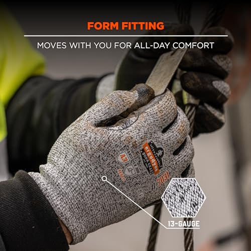 Ergodyne unisex adult Cut Resistant Work Gloves, A3, Surfaces, ANSI A3 Sandy Nitrile Coated Palms for Optimal Grip with Rough Surfaces 13g, Factory, Small (Pack of 1) - Image 5