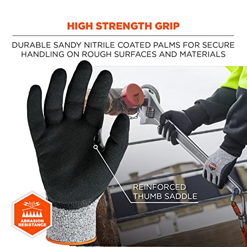 Ergodyne unisex adult Cut Resistant Work Gloves, A3, Surfaces, ANSI A3 Sandy Nitrile Coated Palms for Optimal Grip with Rough Surfaces 13g, Factory, Small (Pack of 1) - Image 4