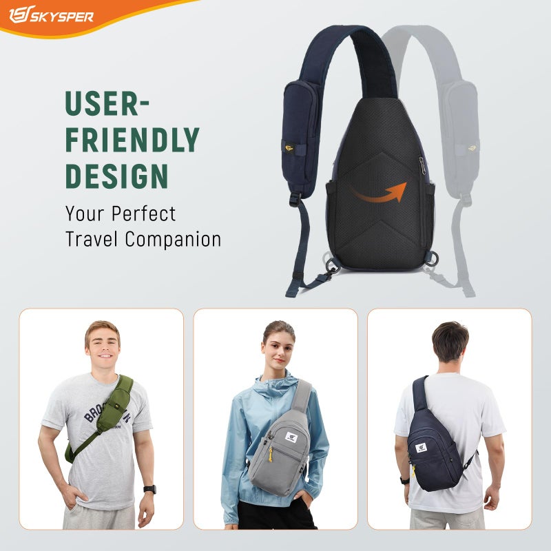 SKYSPER Sling Bag RFID Anti-Theft Crossbody Bag Recycled Travel Cross Body Bag Shoulder Sling Daypack(Blue) - Image 5