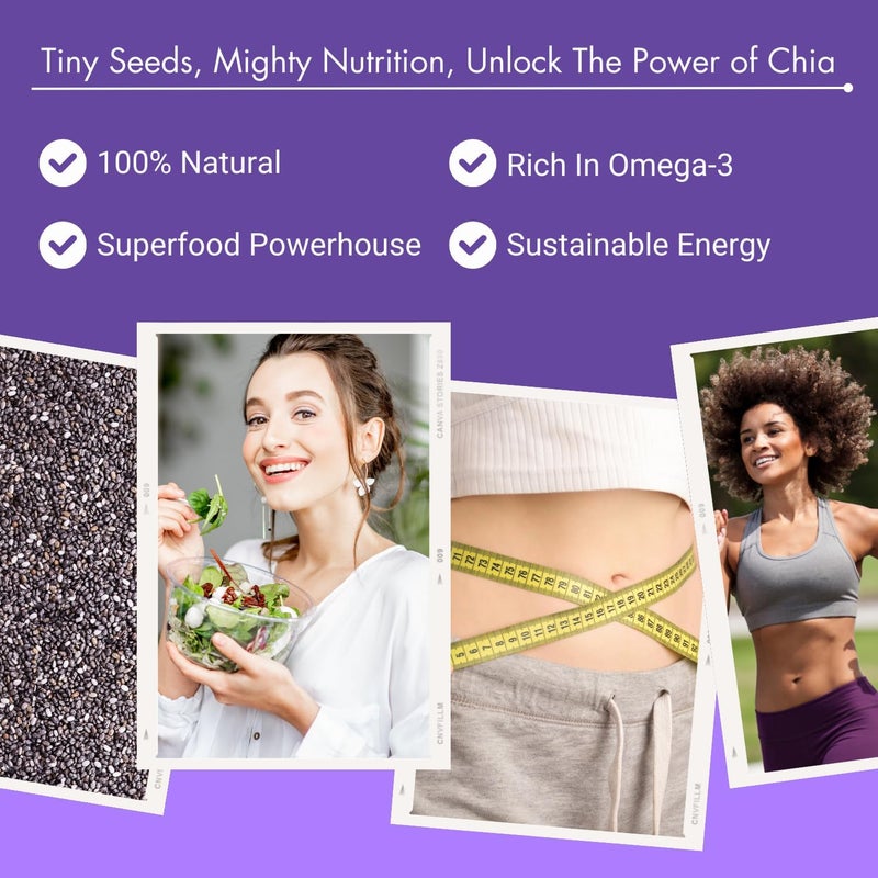 Bliss of Earth Chia Seeds 600g | Natural High Fiber Seeds with Omega 3 & Plant Protein | For Smoothies, Yogurt, Oats, Pudding & Baking - Image 5