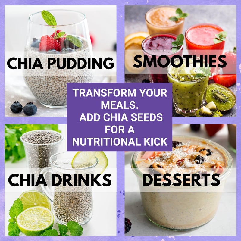 Bliss of Earth Chia Seeds 600g | Natural High Fiber Seeds with Omega 3 & Plant Protein | For Smoothies, Yogurt, Oats, Pudding & Baking - Image 4