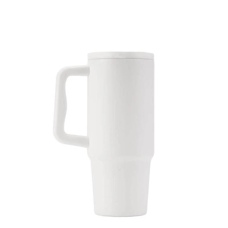 هانز لارسن Hans Larsen Bern 2.0 Recycled Stainless Steel Tumbler with Leakproof Sip Straw Lid – 900 ml Cup-Holder Travel Mug, Ergonomic Handle, Keeps Drinks Cold 15 hrs / Hot 5 hrs - White