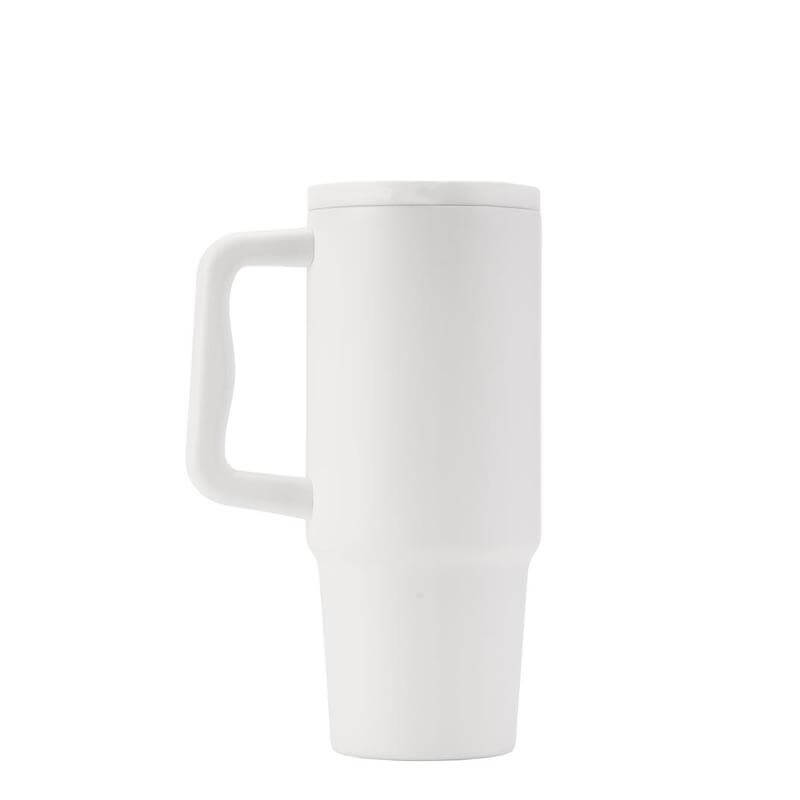 Hans Larsen Bern 2.0 Recycled Stainless Steel Tumbler with Leakproof Sip Straw Lid – 900 ml Cup-Holder Travel Mug, Ergonomic Handle, Keeps Drinks Cold 15 hrs / Hot 5 hrs - White - Image 1