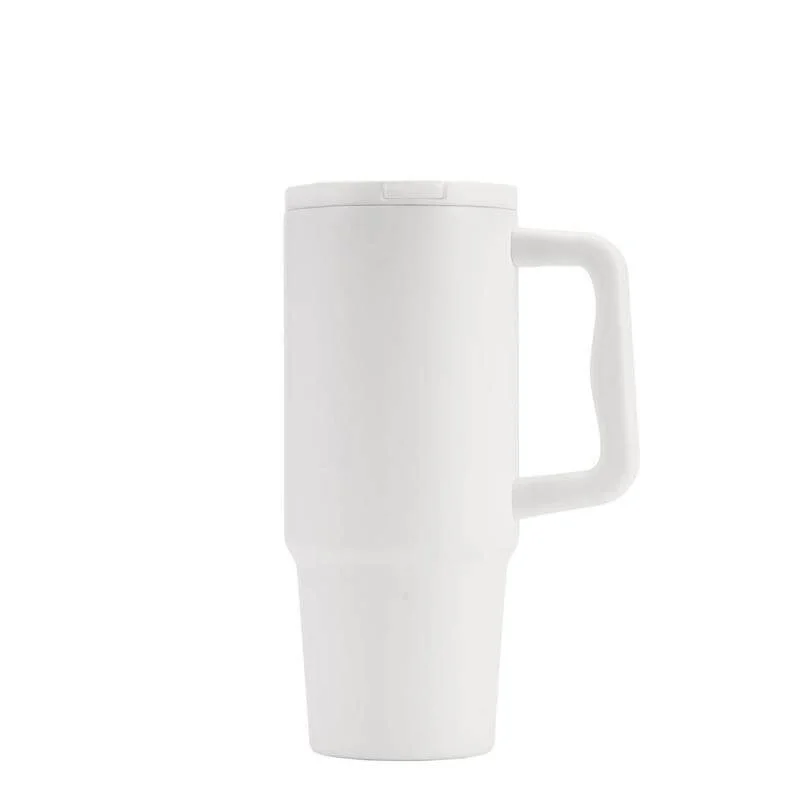 هانز لارسن Hans Larsen Bern 2.0 Recycled Stainless Steel Tumbler with Leakproof Sip Straw Lid – 900 ml Cup-Holder Travel Mug, Ergonomic Handle, Keeps Drinks Cold 15 hrs / Hot 5 hrs - White