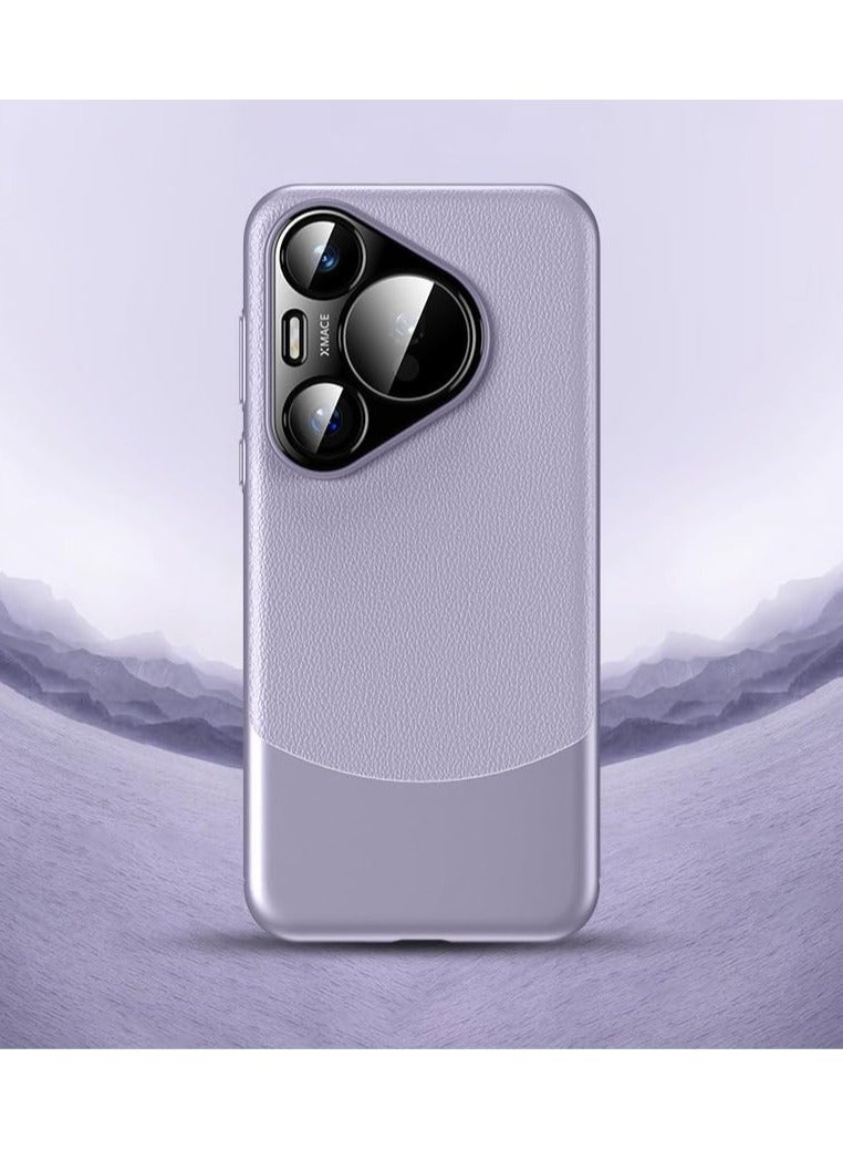 VKL Ultra -Thin Case for Huawei Pura 70 Pro/70 Pro+, Business Style Leather Soft Case Raised Lens Protection Anti -Fall Shell (Purple)