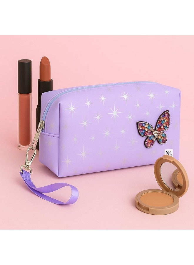 NFI essentials Makeup Pouch Cosmetic Pouch Vanity Case Jewellery Pouch Stationery Pencil Case Travel Organiser Travel Pouch Bag with Detachable Handle - Image 3