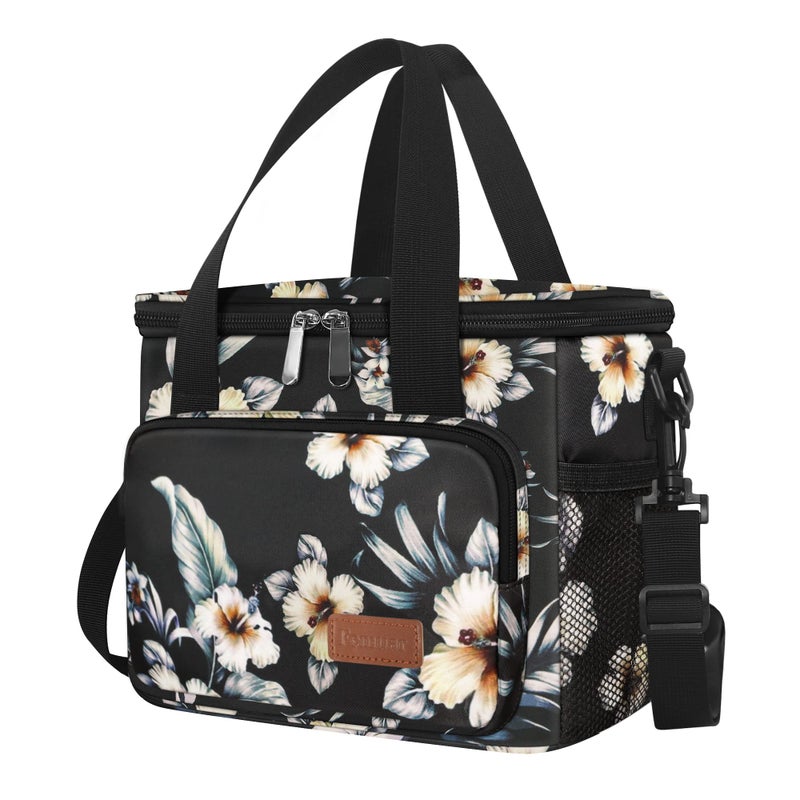 Femuar Lunch Bags for WomenMen Insulated Lunch Bag for Work Office Picnic  Lunch Cooler Bag Leakproof Lunch Box with Adjustable Shoulder Strap  Hibiscus