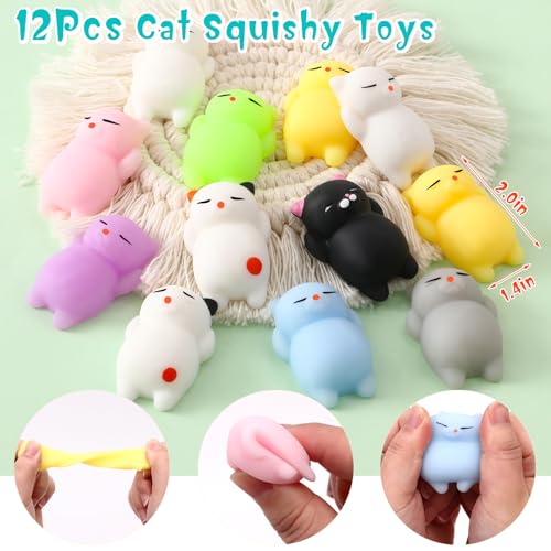 Winrayk Cat Party Favors Birthday Supplies for Kids Girls Squishy Toy Straw Mini Bubble Wand Keychain Slap Bracelet Sticker Classroom Pinata Filler Goodie Bag Stuffer Cat Themed Party Favors Decor - Image 5