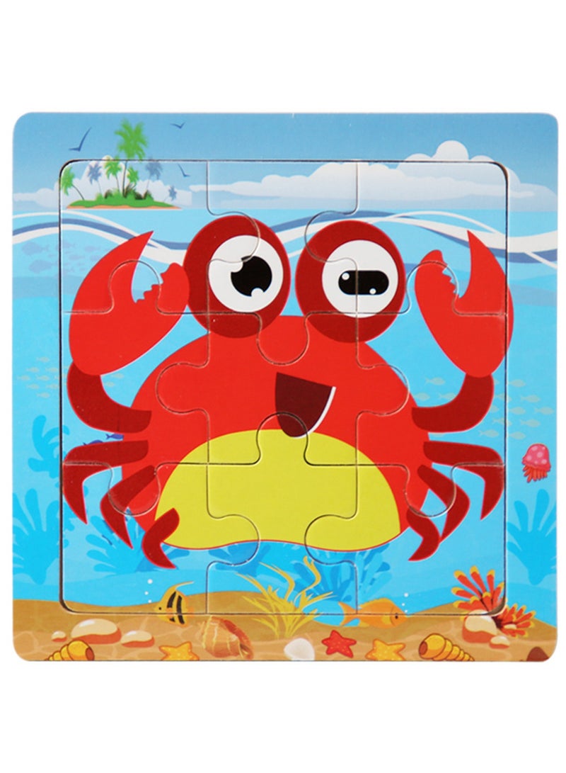 Children's Educational Wooden Cartoon Crab Jigsaw Puzzles Suitable Gift Bag Pack - Image 1