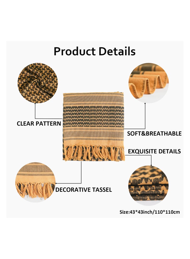 Military Shemagh Tactical Desert Scarf Shemagh Scarf Men Neck Head Wraps for Men Cotton Keffiyeh Arab Wrap with Tassel,110 x 110cm - Image 2