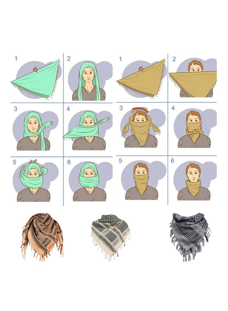 Military Shemagh Tactical Desert Scarf Shemagh Scarf Men Neck Head Wraps for Men Cotton Keffiyeh Arab Wrap with Tassel,110 x 110cm - Image 5