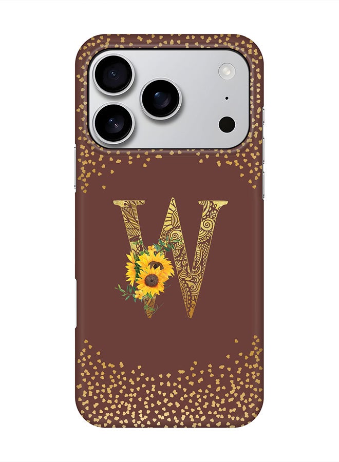 Stylizedd For iPhone 17 Pro,Case, [Compatible with MagSafe] Magnetic cover Slim fit Protection Matte, - Custom Floral Monogram - W  (Brown )