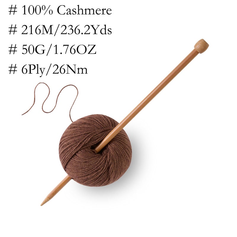 Gisimo 100% Inner Mongolian Cashmere Yarn, 6-Ply Luxurious and Soft Yarn for Hand Knitting & Crocheting (Coffee,1 Ball) - Image 3