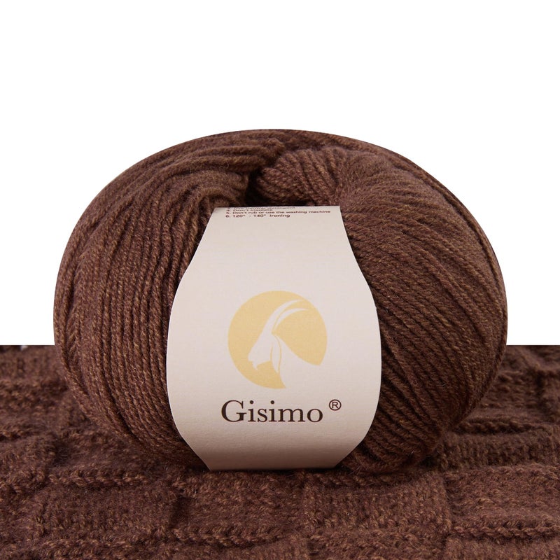 Gisimo 100% Inner Mongolian Cashmere Yarn, 6-Ply Luxurious and Soft Yarn for Hand Knitting & Crocheting (Coffee,1 Ball) - Image 1