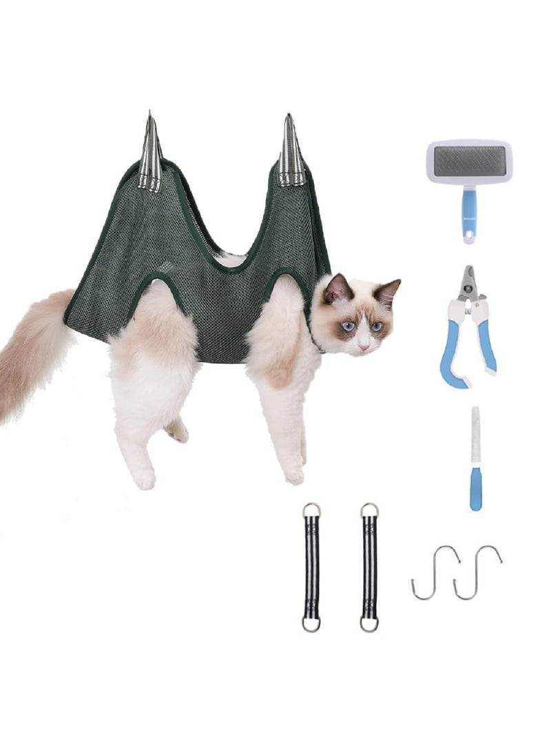 RATSAW 8Pcs Pet Dog Cat Grooming Hammock Harness Cat Bathing Bag, with Dog Nail Clippers Adjustable Anti bite and Anti Scratch Cat Shower Mesh Grooming Bag for Pet Dogs and Cats - Image 1
