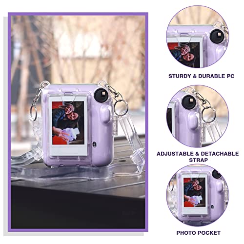WOGOZAN Instant Mini 12 Clear Case for Fujifilm Instax Camera, Protective Case with Upgraded Back Pocket Hold 10 Films and Two Adjustable Straps (No Camera) - Image 3