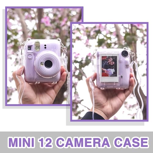 WOGOZAN Instant Mini 12 Clear Case for Fujifilm Instax Camera, Protective Case with Upgraded Back Pocket Hold 10 Films and Two Adjustable Straps (No Camera) - Image 4