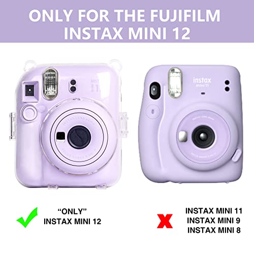 WOGOZAN Instant Mini 12 Clear Case for Fujifilm Instax Camera, Protective Case with Upgraded Back Pocket Hold 10 Films and Two Adjustable Straps (No Camera) - Image 5