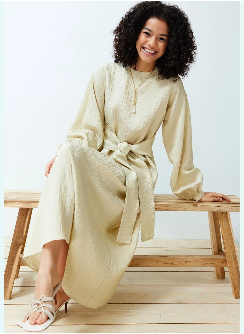 trendyol Beige Unlined Plain Woven