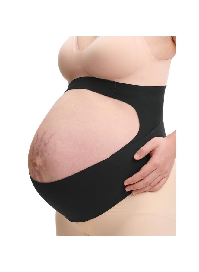 Pregnancy Belly Band, Support Maternity Belly Band, Invisible Pregnancy Belt for Back, Abdomen, Waist (Black, L) - Image 1