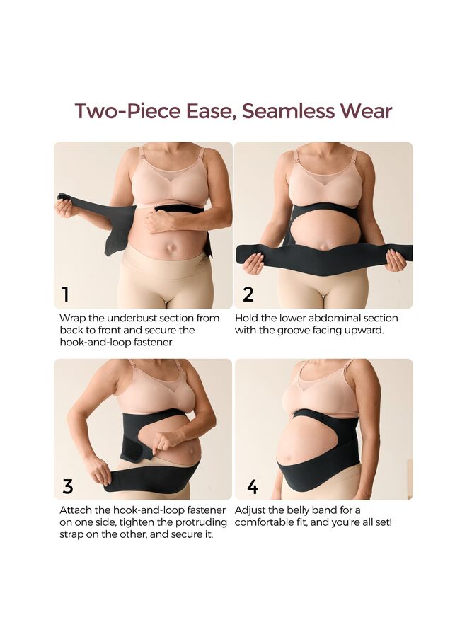 Pregnancy Belly Band, Support Maternity Belly Band, Invisible Pregnancy Belt for Back, Abdomen, Waist (Black, L) - Image 4