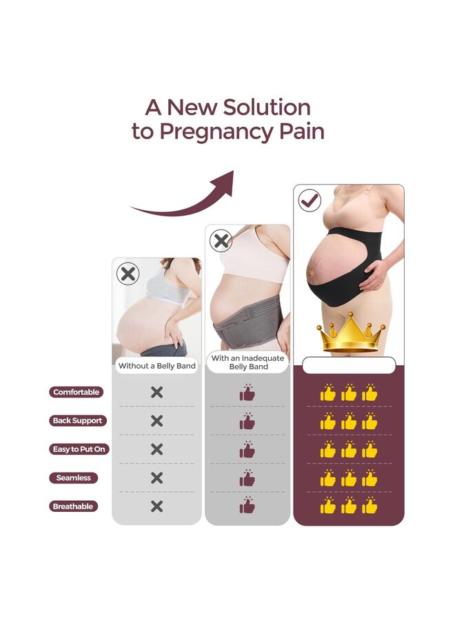 Pregnancy Belly Band, Support Maternity Belly Band, Invisible Pregnancy Belt for Back, Abdomen, Waist (Black, L) - Image 3