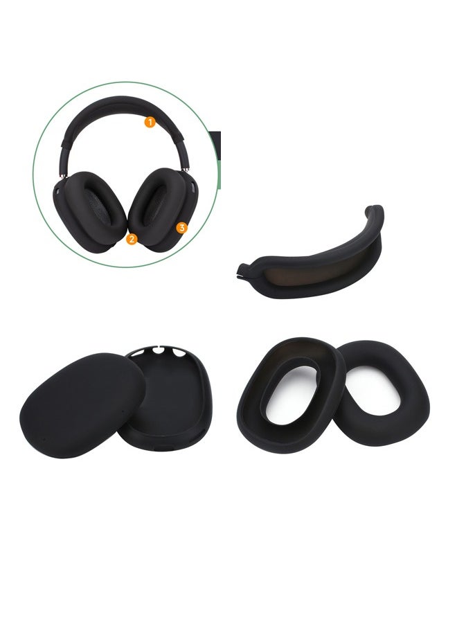 Bukela - Compatible with Overhead Cover Earcup Cover, For AirPods Max Soft Silicone Anti-Scratch Protective, Full Cover Headband Skin Cover Ear Pad Case Cover Set for AirPods Max Accessories, black - Image 1