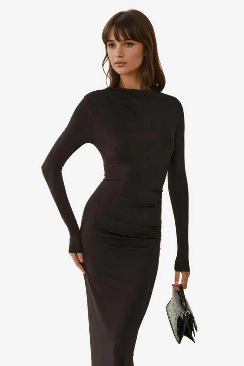 Hiccup Ruffled Maxi Dress with Crew Neck
