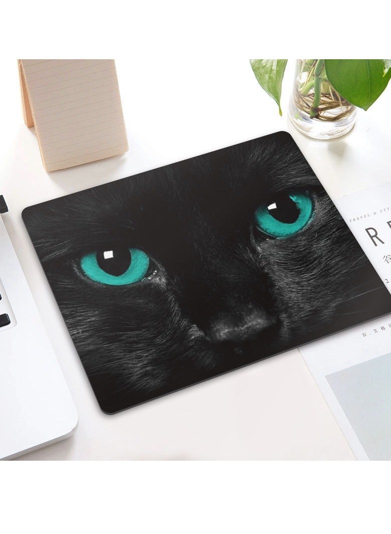 Non Slip Rubber Mousepad Cool Blue Eyes Black Cat Gaming Mouse Pad (24X20X0.3cm),Style B  - Image 2