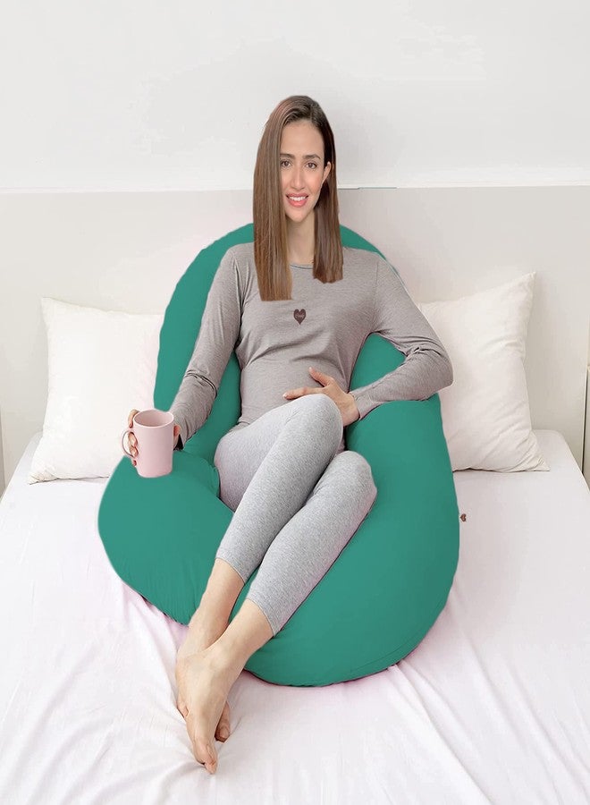 COOZLY وسادة حمل كوزلي على شكل حرف C | وسادة للحمل | أغطية قابلة للإزالة مصنوعة من القطن بنسبة 100% | ألياف بريجنوكير الممتازة | وسادة نوم للحوامل (أزرق سماوي/أخضر) - Image 4