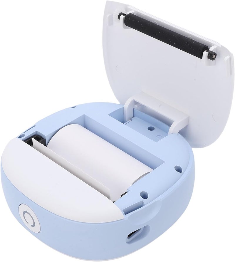 Yunseity Mini Sticker Printer, Black and White Bluetooth Thermal Label Printer with 1 Roll Paper, Portable Inkless Label Maker Machine Instant Print for Photo Notes Journal Memo (Blue) - Image 1