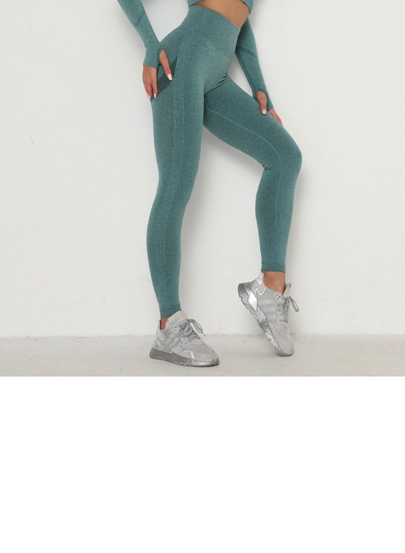 Loquat High Waist Tight-Fitting Sports Set Green  - Image 3